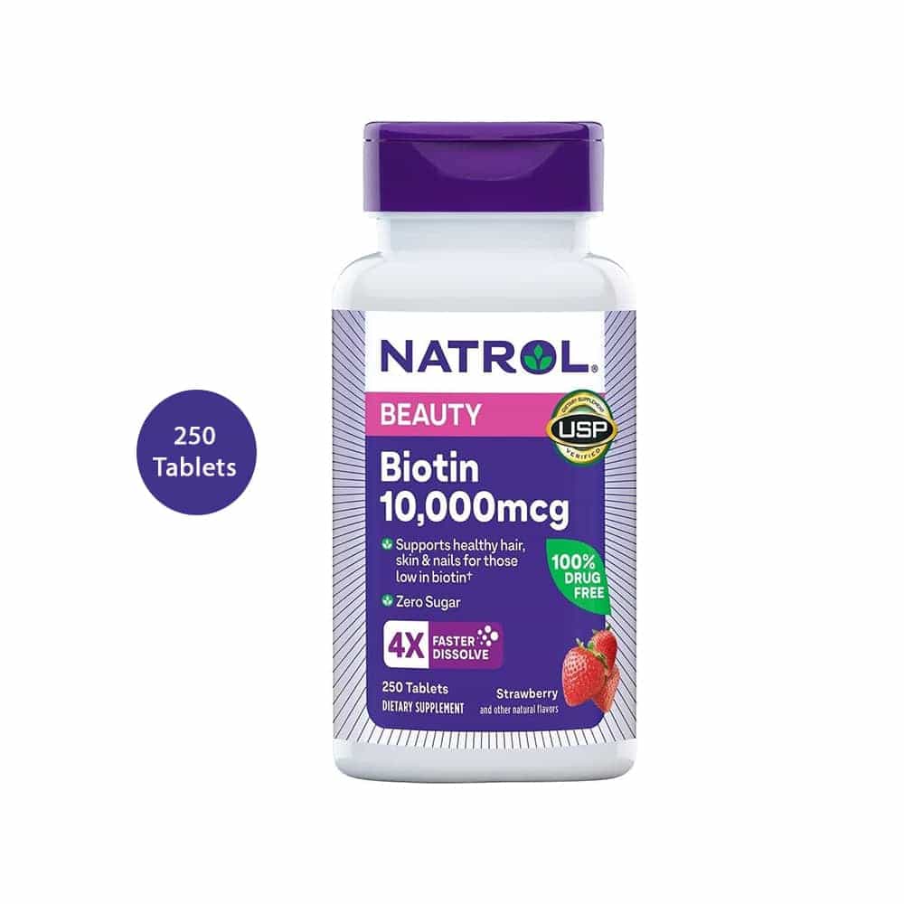 Natrol Beauty Biotin 10,000Mcg 4X Faster Dissolve (250 Tablets)