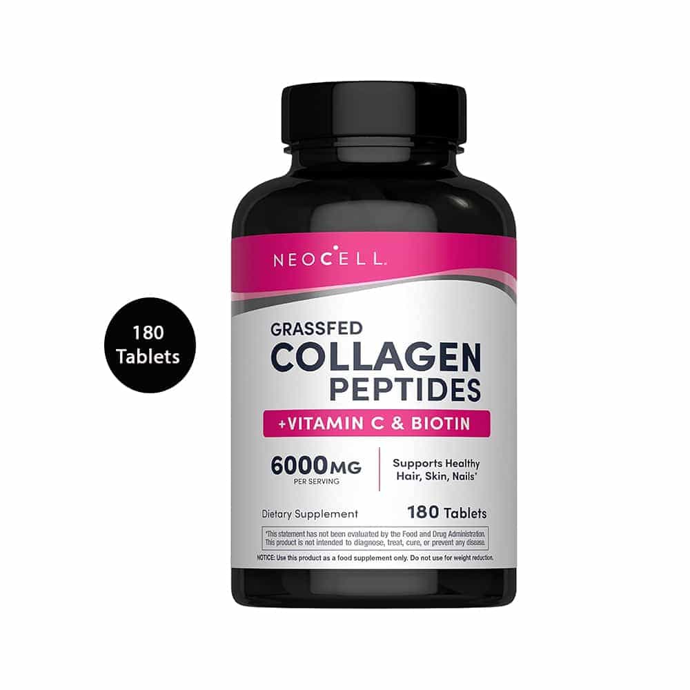 NeoCell Grassfed Collagen Pills (Types 1 & 3) + Vitamin C and Biotin Tablets (180 Tablets)
