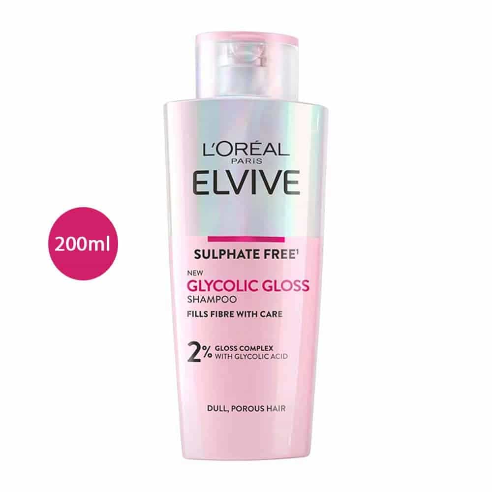 L’oreal Elvive Glycolic Gloss Sulphate Free Shampoo for Dull & Porous Hair (200ml)